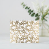 洗練されたフェイク金ゴールドホワイトフローラマスク ポストカード (スタンド正面)