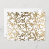 洗練されたフェイク金ゴールドホワイトフローラマスク ポストカード (正面/裏面)