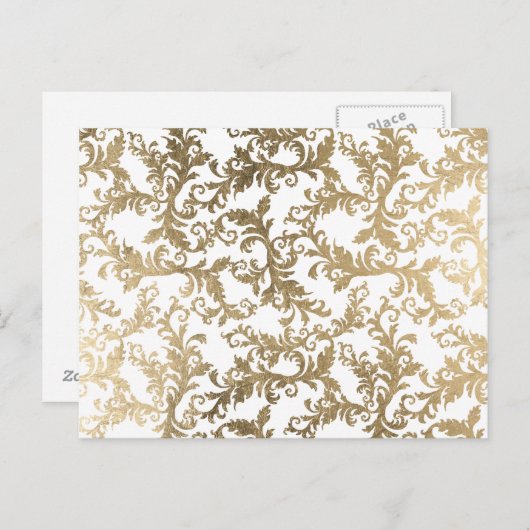 洗練されたフェイク金ゴールドホワイトフローラマスク ポストカード (正面/裏面)