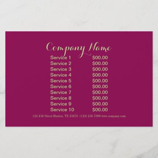 洗練されたフェミニンファッション暗い赤紫色ダマスク チラシ (裏面)