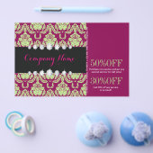 洗練されたフェミニンファッション暗い赤紫色ダマスク チラシ (シングル)