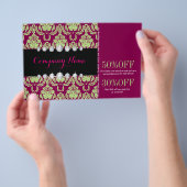 洗練されたフェミニンファッション暗い赤紫色ダマスク チラシ (ハンドル)