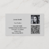 洗練されたフォトイニシャルグレーと黒パーソナル 名刺 (裏面)