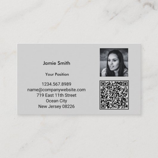 洗練されたフォトイニシャルグレーと黒パーソナル 名刺 (裏面)