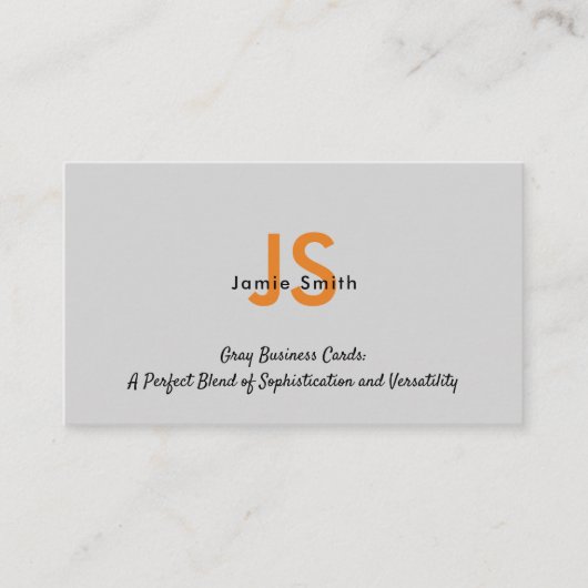 洗練されたフォトイニシャルグレーと黒パーソナル 名刺 (正面)