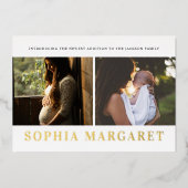 洗練されたフォトゴルフフォイル誕生のお知らせ 箔招待状 (正面)