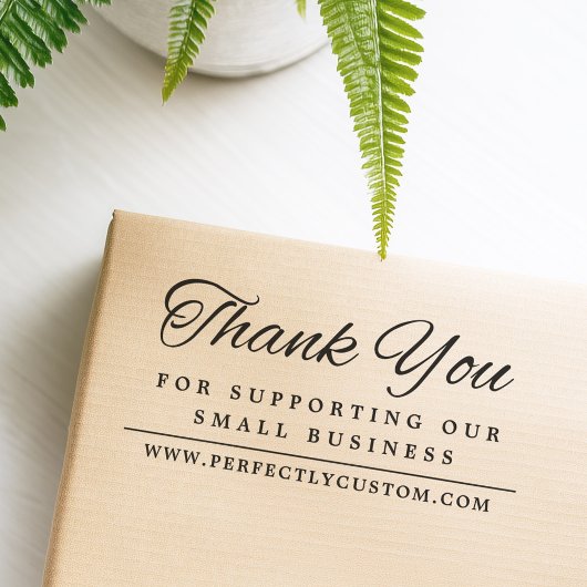 洗練されたフォントで「Thank you supporting business URL」を表現 ラバースタンプ