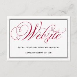 洗練されたフォーマルなスクリプトスタイルの結婚式ウェブサイトカード(赤) エンクロージャーカード