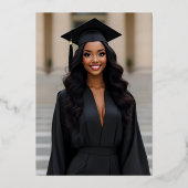 洗練されたフォーマルなスクリプト卒業発表 箔招待状 (裏面)