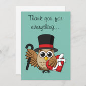 洗練されたフクロウwハートチョコレートボックス |追加文字 サンキューカード (正面/裏面)