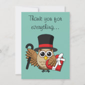 洗練されたフクロウwハートチョコレートボックス |追加文字 サンキューカード (正面)