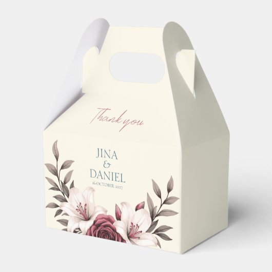 洗練されたフラワーマイクロウェディングスイート フェイバーボックス (正面サイド)