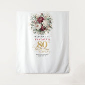 洗練されたフラワー80歳の誕生日背景 タペストリー (正面)