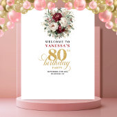洗練されたフラワー80歳の誕生日背景 タペストリー