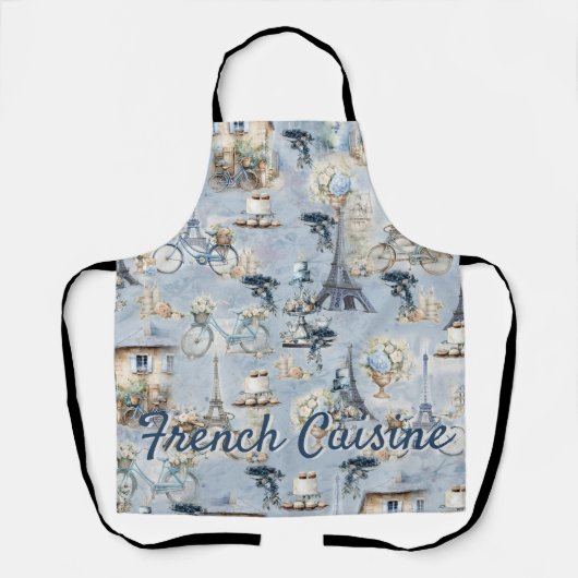 洗練されたフランスのブルーに住む国を受け入れ淡い色のる エプロン (正面)