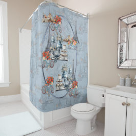 洗練されたフランスのブルーに住む国を受け入れ淡い色のる シャワーカーテン