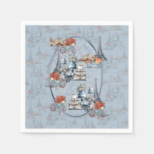 洗練されたフランスのブルーに住む国を受け入れ淡い色のる スタンダードカクテルナプキン (正面)