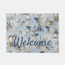 洗練されたフランスのブルーに住む国を受け入れ淡い色のる ドアマット