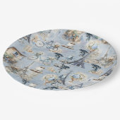 洗練されたフランスのブルーに住む国を受け入れ淡い色のる ペーパープレート (アングル)