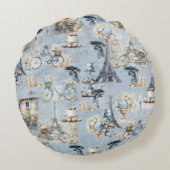 洗練されたフランスのブルーに住む国を受け入れ淡い色のる ラウンドクッション (裏面)