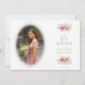 洗練されたフローラスペインのガーランド写真Mis XV 招待状 (正面)