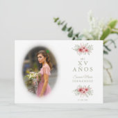 洗練されたフローラスペインのガーランド写真Mis XV 招待状 (スタンド正面)
