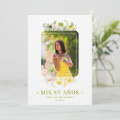 洗練されたフローラスペインのフレーム写真Mis XV 招待状 (スタンド正面)