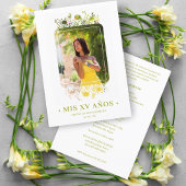 洗練されたフローラスペインのフレーム写真Mis XV 招待状