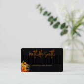 洗練されたフローラデザインブラックオレンジ色の花 名刺 (スタンド正面)