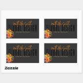 洗練されたフローラデザインブラックオレンジ色の花 長方形シール (シート)