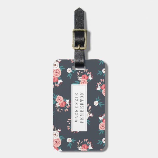 洗練されたフローラパーソナライズされたラゲージタグ ラゲッジタグ (正面縦)