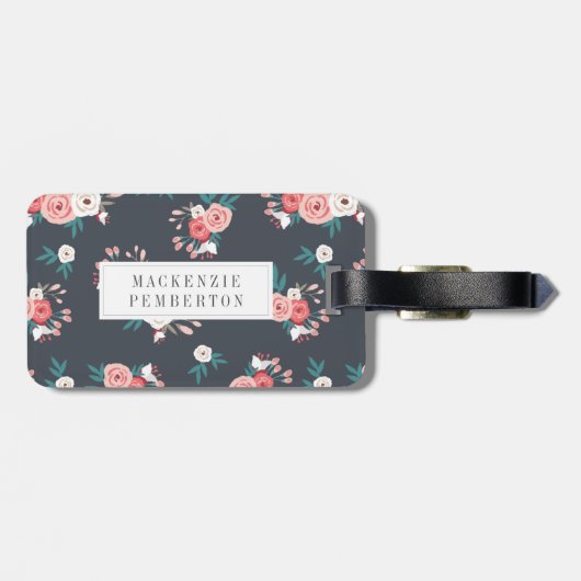 洗練されたフローラパーソナライズされたラゲージタグ ラゲッジタグ (裏面横)