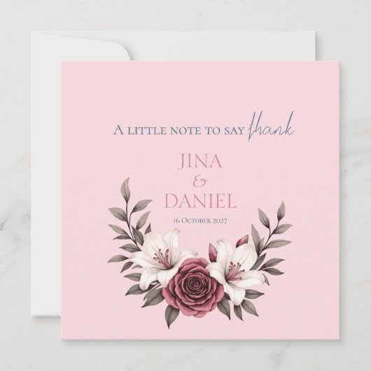 洗練されたフローラ結婚マイクロズスイート（ピンク） サンキューカード (正面)