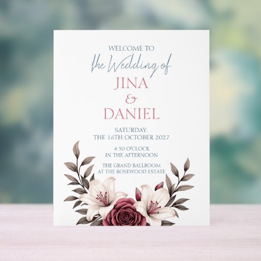 洗練されたフローラ結婚マイクロズスイート（白） アクリルサイン (ニュートラル)