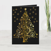 洗練されたブラックと金ゴールドクリスマスカード カード (正面)