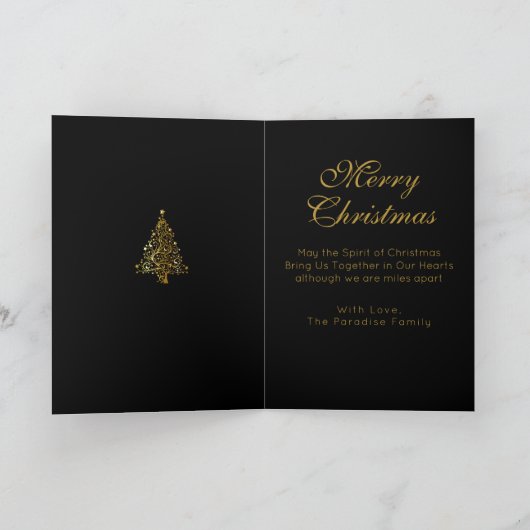 洗練されたブラックと金ゴールドクリスマスカード カード (内部)