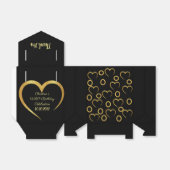 洗練されたブラックと金ゴールドパーティーサンキューファボ フェイバーボックス (折り畳みなし)