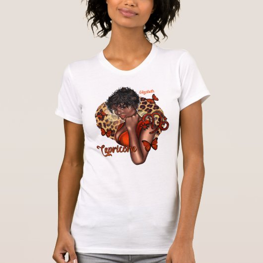 洗練されたブラックの山羊座のディーバ+雄大な野望 Tシャツ (正面)