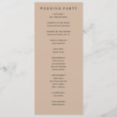 洗練されたブラックの結婚式式次第 プログラム (裏面)