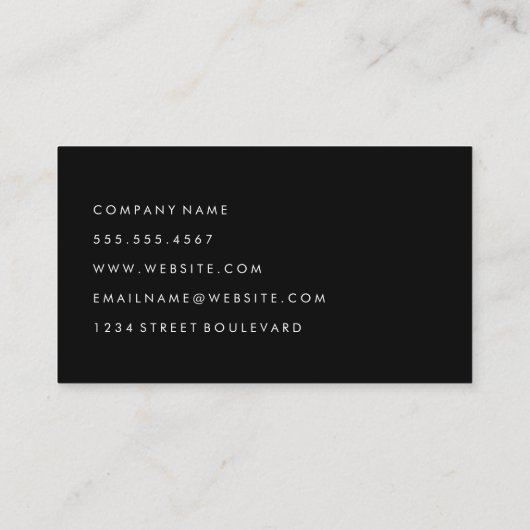 洗練されたブラックキュラシブ文字 名刺 (裏面)