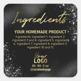 洗練されたブラックグリッター箔の原料ラベル スクエアシール