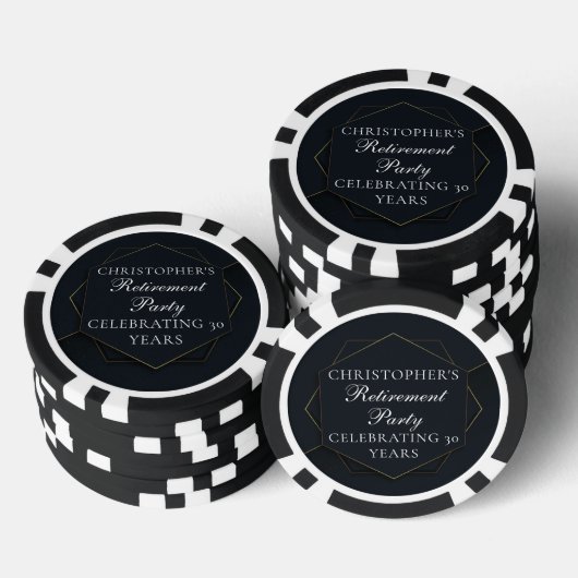 洗練されたブラックゴールドのカスタム退職パーティー ポーカーチップ (積み重ね)