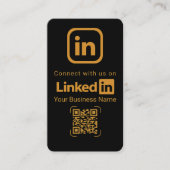 洗練されたブラックゴールドのLinkedIn QRコード 名刺 (正面)