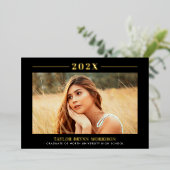 洗練されたブラックゴールドフレームの写真 卒業パーティー 箔招待状 (立ち正面)