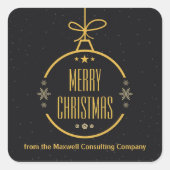 洗練されたブラックゴールド メリークリスマス オリジナル 企業 スクエアシール (正面)