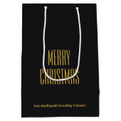 洗練されたブラックゴールド メリークリスマス オーダーメイド企業 ミディアムペーパーバッグ (裏面)