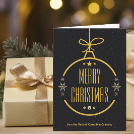 洗練されたブラックゴールド メリークリスマス オーダーメイド ビジネス シーズンカード