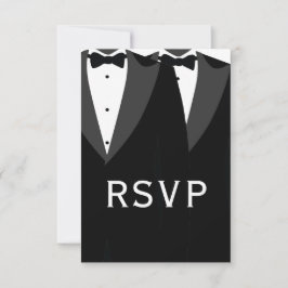 洗練されたブラックタイのゲイ ウェディング RSVP カード