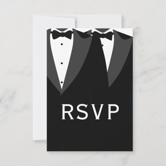 洗練されたブラックタイのゲイ ウェディング RSVP カード (裏面)