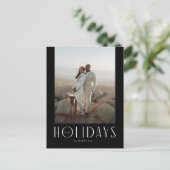 洗練されたブラックハッピーホリデーズフォト ポストカード (スタンド正面)